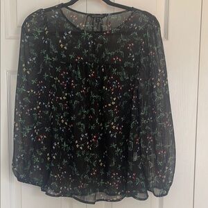 Floral Sheer Black Banana Republic Blouse